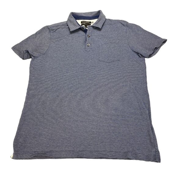 Banana Republic Polo Shirt Mens Large Blue Striped Standard Fit Golf Performance - Picture 9 of 11
